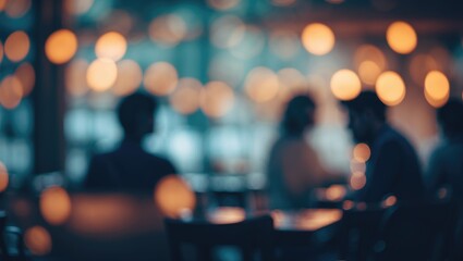 Poster - Restaurant scene with blurred background and bokeh customer