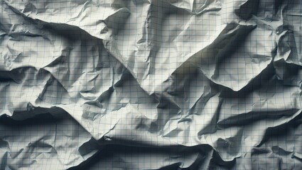 Wall Mural - Scrunched checkered notebook paper used as background