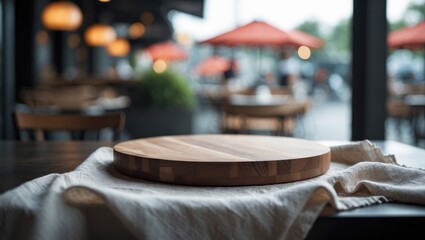 Poster - Blurred backdrop of a cafe with a desk