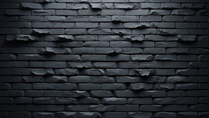 Poster - Black wall with a textured, dark, jagged brick surface