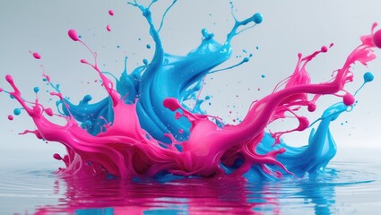 Poster - paint in water: blue and red