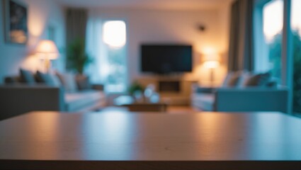 Poster - Blurred Living Room Design with Television Utilizing Style Filter
