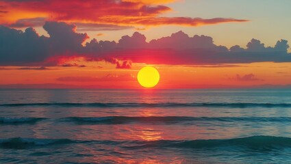Poster - seascape with sunset colors: natural background composition