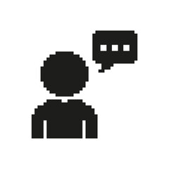 Fototapete - Person With Speech Bubble Pixel Art Icon. Communication, Dialogue, And Conversation Symbol. Social Interaction And Messaging. Isolated Vector Illustration
