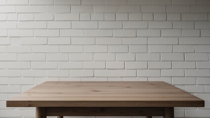 Poster - Empty space available on a wooden table against the background