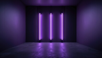Poster - Five wall-mounted purple neon bulbs.