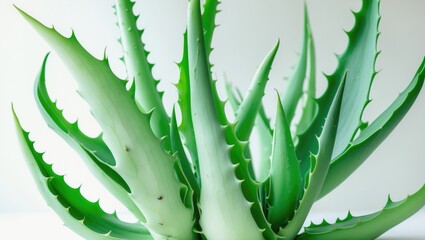 Poster - Falling Aloe vera, isolated on a backdrop, with comprehensive depth of field