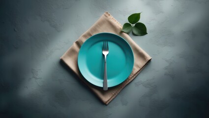 Poster - Refined table setup against the background, aerial view. Text area