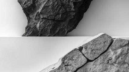 Poster - Stone surface devoid of markings on a white setting. Design mockup