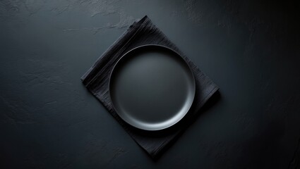 Poster - Black ceramic platter on table seen from above with empty space for text