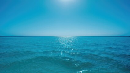 Poster - Morning landscape with a vertical perspective of the serene blue sea and sky in a tropical setting