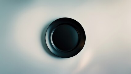 Poster - Empty black stoneware dish set against a white background.