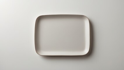 Poster - Side view of an empty rectangular plate featuring natural white texture, isolated on a background with clipping path