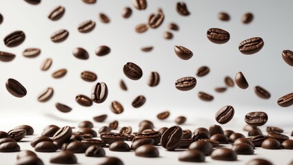 Poster - Background featuring falling coffee beans in isolation