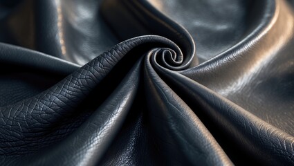 Aufkleber - Detailed view of real gray leather texture, close-up macro. Matte leatherette design, artificial skin surface with embossed patterns. Background, wallpaper, backdrop.