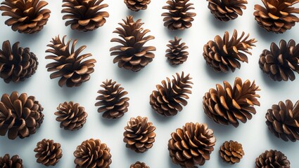 Poster - Collection of tiny pinecones against a transparent backdrop, ideal for decorating trees, featuring various sizes and perspectives related to nature and forestry
