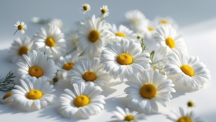 Poster - Falling chamomile against a background, with clipping path and entire depth of field