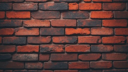 Poster - Brown and orange dirty grunge stone brick wall in horizontal rectangle format as abstract background