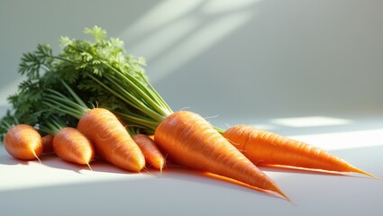 Poster - Background with isolated falling carrot, full depth of field and clipping path