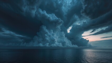 Poster - Cloud-filled daytime sky with a scenic ocean backdrop