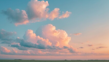 Poster - Sky in gentle pastel shades with multicolored clouds and no avian presence