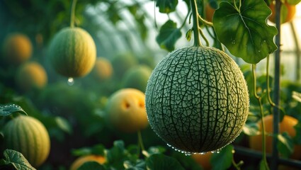 Poster - Growing Cantaloupe melons inside a greenhouse