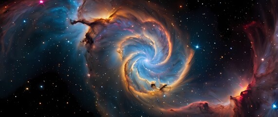 Wall Mural - colorful stellar nebulae swirling with bright star clusters on a cosmic black backdrop