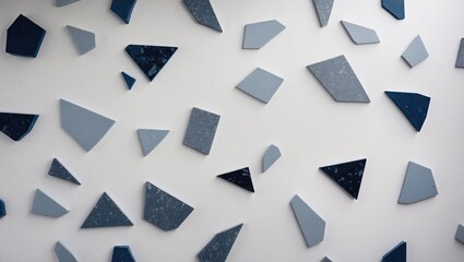 Poster - Modern home decoration featuring a patterned wallpaper material and terrazzo flooring.