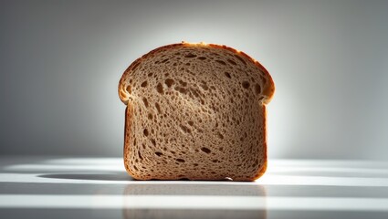 Poster - Brown bread piece isolated against white background