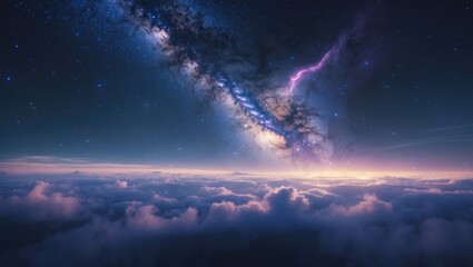 Wall Mural - Panoramic View of the Milky Way in Long Exposure