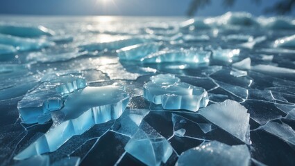 Poster - Close-up image showcasing a thick ice surface with a frosty appearance.