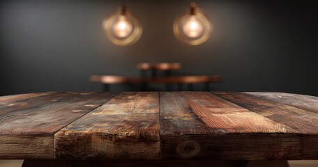 Poster - A 3D dark wood table serves as a studio background with texture, providing copy space for content design and product display, also usable as a banner for advertising products on a website, created