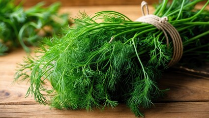 Poster - Fresh green dill bunch set against a neutral background