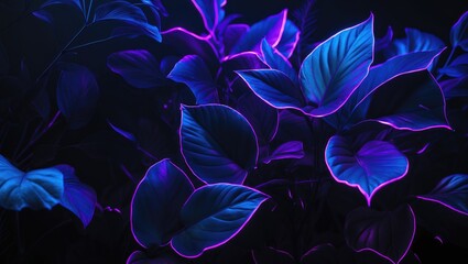 Aufkleber - plants illuminated by neon lights