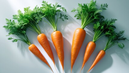 Aufkleber - Carrot separated on background with clipping path and entire depth of field. Top-down view. Flat lay.