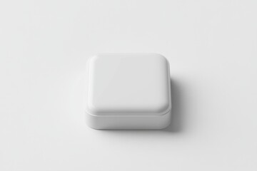 Poster - Isolated shot of a simple, solid white container with rounded edges and a lid, set against a plain white background in minimalist style.