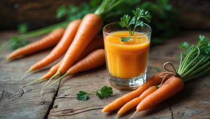 Aufkleber - Juice Made from Carrots and Whole Carrots