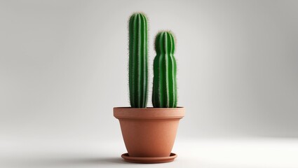 Poster - Cacti Potted on a White Background