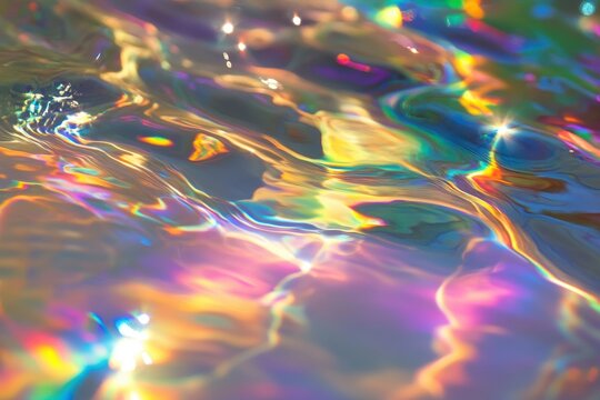 Stream ripples fade, light prism on the background