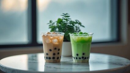 Aufkleber - Background featuring Bubble Milk Tea