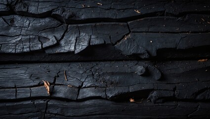 Poster - Surface texture of burnt wood, charcoal black wood