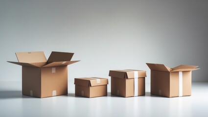 Poster - White background with a single cardboard box