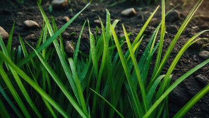 Aufkleber - morning grass covered in dewy coldness