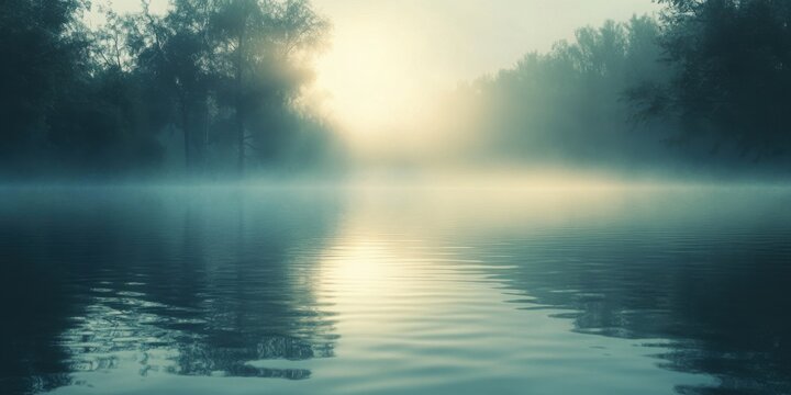 Surreal pull of mist, radiant ripple in background