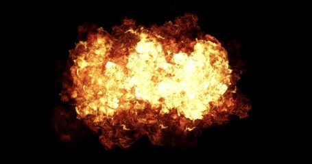 Wall Mural - 4K Fire Explosion On Black Background. VFX element. Black Background.