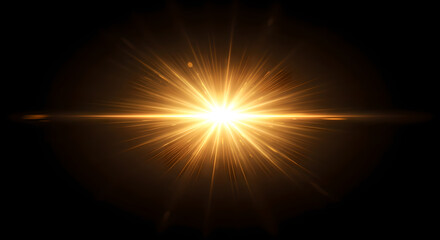 Poster - Abstract golden light streak with lens flare effect on a dark background for graphic design and digital art creations