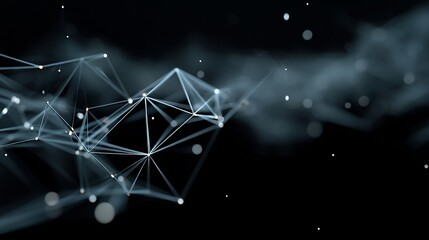 Poster - Futuristic Network Connection with Geometric Structures and Digital Nodes