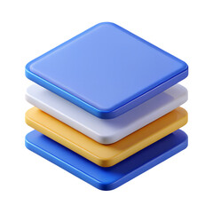 Poster - Layered square icon design 3d render blue white and yellow aesthetic