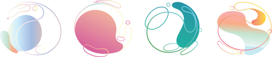 Poster - Colorful abstract shapes with gradient hues and fluid lines create dynamic and modern design