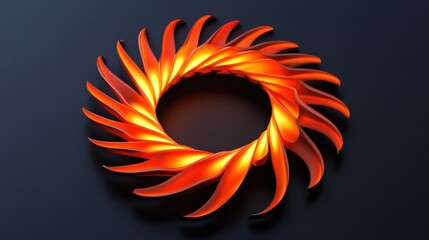 Aufkleber - Circular Abstract Design Featuring Orange Light And Deep Shadows